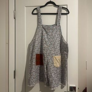 NWOT POL Blue with Floral Print overalls size large